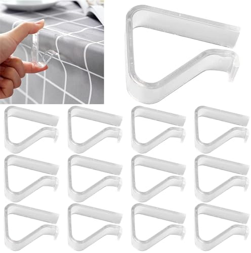 12 Stück Tischdeckenklammern, Klare Picknick-Tischdeckenklammern, Transparent Tischdeckenhalter Klemmen, Kunststoff Tischdecken Halterung Clips, für Picknicks, Hochzeiten, Camping, Hochzeitsfeiern