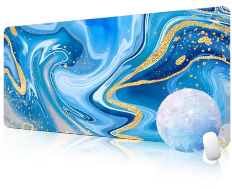 FAIRYGATE Deskmat Mauspad 900x400 blau Gaming Mousepad XXL Schreibtisch Protector Matte mit Anti Rutsch Basis Mouse Pad Wasserdicht und Langlebig für Gaming Büro Zuhause Blue B5907-L