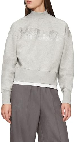 QS Verkürztes Sweatshirt mit Stehkragen und Strass-Wording