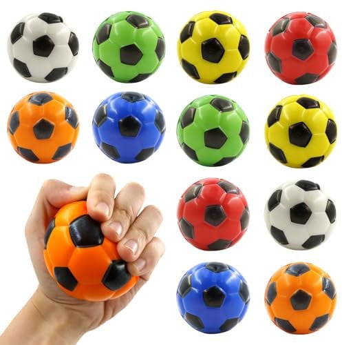 Mini Fußball 12 Stück, Mini Sportbälle, Schaumstoffbälle, Stressball Kinder, Softball Fußball, Antistressball, Fussball Klein, Fußball Stressbälle für Kinder und Erwachsene