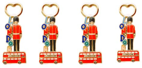 Royal Guard & Bus Bottle Opener Fridge Magnet – Iconic UK London Collectible Souvenir