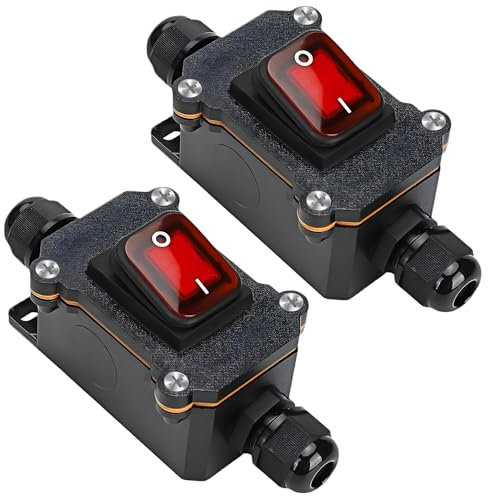 2 Stück IP65 Wasserdichter inline schalter kabelschalter mit Mini Schraubendreher 12V DC 30A DPST 4 polig Drucktaste Inline-Schalter Schalter Kabelschalter Schnurschalter Ein/Aus Schalter Wippschalter