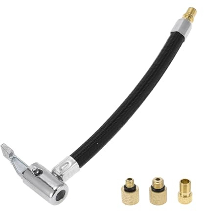 A ABSOPRO Reifenfüller-Verlängerungsrohr 1 Set Für Luftkompressor Langlebig | Farbe Schwarz, Material Nylon/Metall, Größe 18cm, Anschlussgewinde M8x0.8, Außendurchmesser 15.5mm, Inkl. 3 Adapter