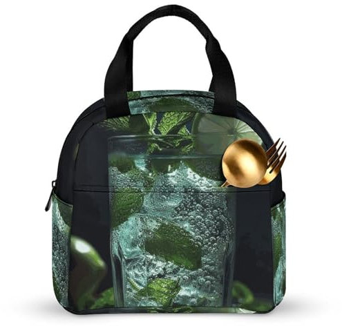 Isolierte Lunchtasche, für Damen und Herren, wiederverwendbare Lunchbox, Mojito, Cocktail, Lunch-Tasche, auslaufsicher, tragbar, für Erwachsene, für Reisen, Picknick, Büro