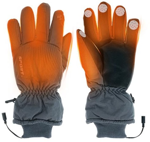 Kairey USB Heated Gloves for Men and Women, Waterproof Electric Ski Gloves, Windproof Motorbike Riding Gloves Cold Heating Gloves Suitable for Winter Cycling, Skiing, Hiking, Running (No Battery)