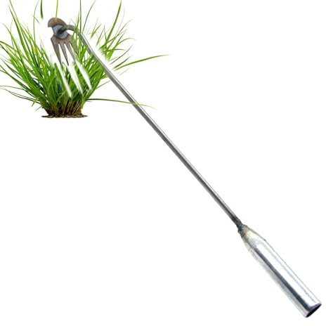 LearnLyrics Unkrautvernichter, Unkrautentferner, Unkrautvernichter, Artefakt, für den Garten, das Wurzeln zieht, 4 Zähne, manuelles Unkrautentfernungswerkzeug, hohe Festigkeit, 55 cm