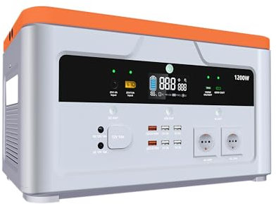Jandei - Estación de energía portátil 1200W 13 Salidas. USB, DC5.5, 12VDC 220VACx USB, 2xType-C, 3 Carga inalámbrica Onda Pura MPPT