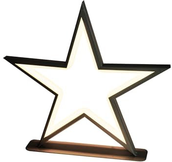 LED Metallstern Weihnachtsstern schwarz 33 x 32 cm 144 LEDs warmweiß