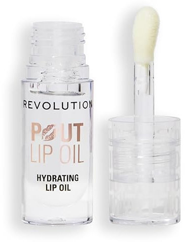 Revolution, Huile à Lèvres Pout - Huile Nourrissante Lèvres Teintée pour une Brillance Éclatante et un Fini Non Collant, Végan & Sans Cruauté, Litchi Transparent, 4 ml
