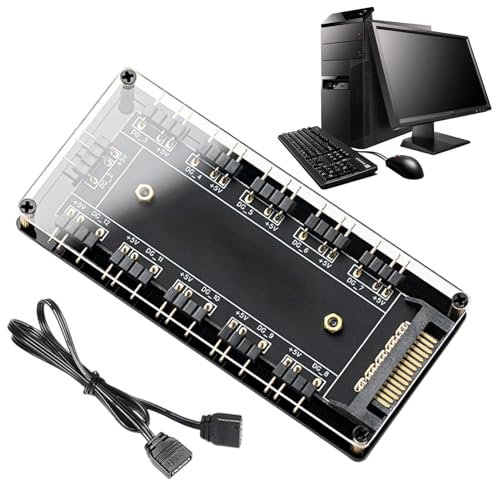 PC Case Fan Hub - ARGB Controller for Game Chassis | Creative 10-in-1 ARGB Case Lighting Effect Control, Computer Fan Motherboard Adapter Hub