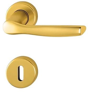 Brackle Coppia Maniglia per porte interne Milano satinata alluminio moderna (Oro)