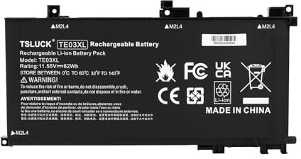 TSLUCK TE03XL Batterie pour für HP Pavilion 15 Omen 15-ax000 15-BC000 15-BC015TX BC400NA BC006NA BC411TX BC406TX BC407TX BC408TX 15-AX033DX AX009NA AX001TX AX038NF AX009NA TPN-Q173 HSTNN-UB7A