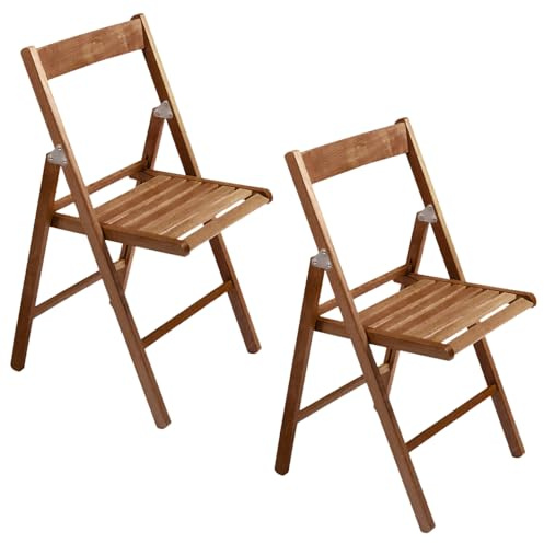 PALUPLUS 2 Sedie Pieghevoli in Legno di Faggio di colore Noce, Misura 42x40x78 cm, Sedia Salvaspazio Richiudibile, Struttura Resistente, Comoda Seduta, per Esterno ed Interno - 0702C