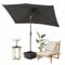 Fiqops Sonnenschirm 300 x 200cm mit Kurbel| Sonnenschirm Rechteckig Sonnenschutz UV50+ Knickbar, Ampelschirm Gartenschirm wasserdicht für Garten, Terrasse, ohne Ständer, Grau