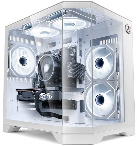 VIBOX PC Gamer • AMD Ryzen 5 5500 4,2 GHz • Nvidia RTX 5060 8 Go • 16 Go RAM • 1 to NVMe M.2 SSD • Windows 11 • WiFi • Blanc