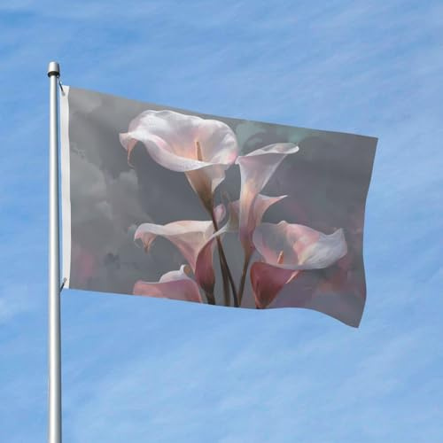 Lilien-Flagge, 90 x 152 cm, doppelseitig, rosa Blume, Gartenflagge, Banner für Haus, Hof, Outdoor, Innenbereich, Urlaub, Party, dekorativ