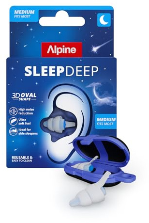 Alpine SleepDeep Ohrstöpsel zum Schlafen & Schnarchen, 1 Paar (Größe M) | SNR 27 dB. Ultraweiches Material, ideal für Seitenschläfer, drücken night, fallen nicht heraus. Hypoallergen & silikonfrei.