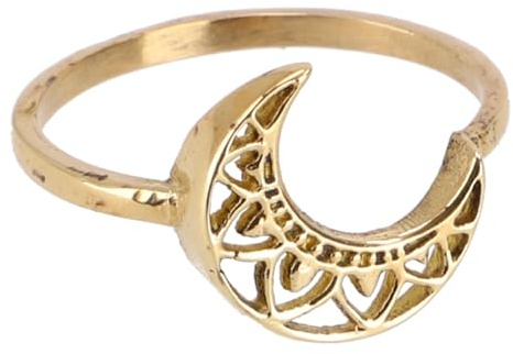 GURU SHOP Filigraner Messing Modeschmuck Ring, Mandala, elegant | Elegantes Design, durchbrochenes Muster, warmen Goldton, ideal für Frauen, vielseitig kombinierbar.