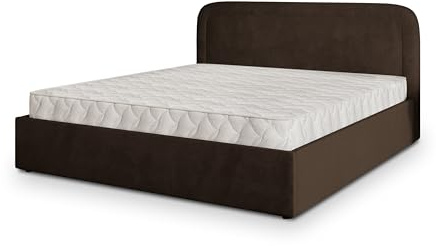 Masseno Polsterbett BENIRA K 200x200 cm, Doppelbett, Bettkasten, Stauraum, Lattenrost Und Kopfteil - Braun, Kronos 06
