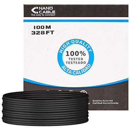 NANOCABLE 10.20.0302-EXT-BK - Cable de Red Ethernet RJ45 Cat.5E UTP para Exterior, Color Negro