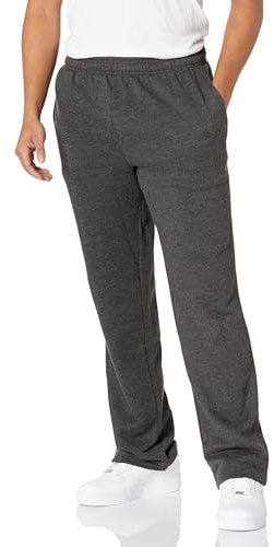 Amazon Essentials Herren Fleece-Jogginghose mit offenem Saum (erhältlich in Übergrößen), Dunkelgrau Meliert, XXL