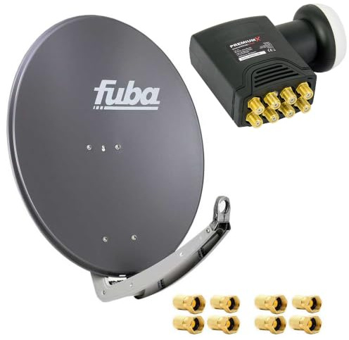 Fuba DAA 780 A Satellitenantenne Aluminium in Anthrazit HDTV 3D 4K Premium X Deluxe Octo LNB Sat