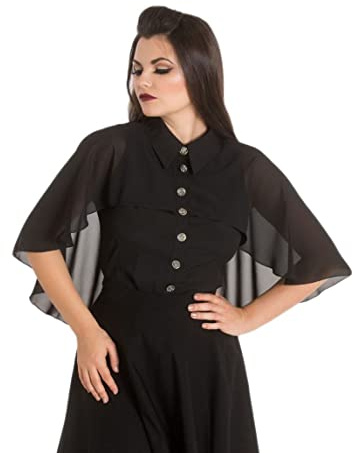 Hell Bunny Draco Blouse Frauen Bluse schwarz Rockwear