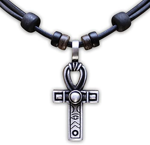 HANA LIMA Lederkette Halskette Ägyptisches Kreuz Henkelkreuz Schleifenkreuz Anch Ankh Crux
