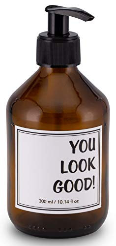 Lifestyle Lover Seifenspender 300ml aus Braunglas, Bernsteinfarben für Seife Spüli Shampoo Lotionen Braun Glas, You Look Good