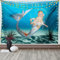 ABAKUHAUS Meerjungfrau Wandteppich und Tagesdecke, Märchen Tropic Ozean aus Weiches Mikrofaser Stoff Waschbar ohne Verblassen Digitaldruck, 230 x 140 cm, Meerblau