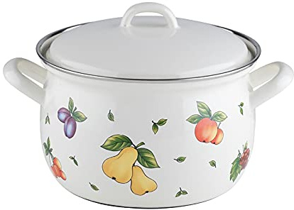 Riess, 0165-068, Topf mit Deckel Ø 18cm, FRUIT GARDEN, Emaille, Vol. (rec.): 2,6 Liter, Made in Österreich, LBH: 25,4x19,7x16,1cm, 1,321kg, Induktionskocher kompatibel, Gasherd geeignet, Ofenfest