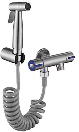 Gizayen Hand Held Bidet Sprayer Stainless Steel Sprayer Toilet Bidet Shower Head, Stainless Steel Toilet Bidet Tap Jet Set Handheld Shower Sprayer Home Bathroom Bidet Faucet