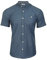 Xact Men's Grandad Collar Oxford Shirt Slim Fit Short Sleeved (Denim Blue) XL