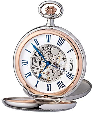 REGENT Taschenuhr, Savonette, mechanisch, weißes Zifferblatt, BA-551