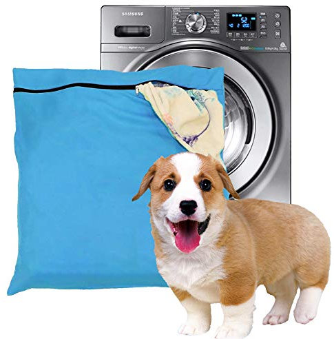 Petwear Wäschebeutel,Haustier-Wäschesack, blaue Filter, Haustierhaare, Haustierwäsche, Waschbeutel für Waschmaschine mit YKK-Reißverschluss für Haustier-Bettwäsche, Decken, Handtücher, Large