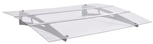 vidaXL Auvent de Porte Argent et Transparent 150x90 cm Pet, auvent de Porte d'entrée, auvent de Porte arrière, auvent de Porte de Patio