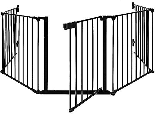 Kaminschutzgitter Metall mit 5 Elemente Inkl Faltbar Kamingitter Schwarz (Schwarz, 5 Elemente)