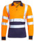 shelikes Mens Hi Vis Viz Polo Tshirt Top Long Sleeve Polos Shirt Workwear High Visibility Tee Shirt Orange/Navy
