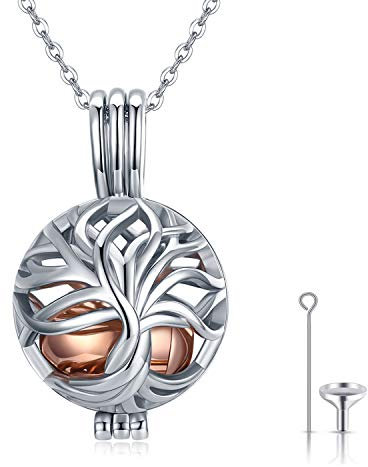 Ashes Necklace 925 Sterling Silver Tree of Life Ashes Jewellery Urn Pendant Men Mom Grandma Dog Pet…