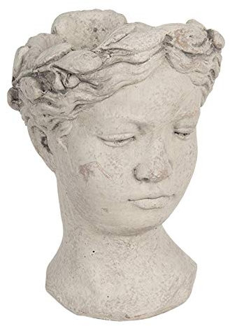 MAISONICA 25cm Stone 4kg Heavy Flower Pot Planter- Ladies Head Bust Statue - Roman Style