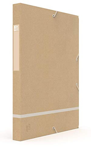 Oxford Touareg Filing Box 24 x 32 cm Spine 25 mm with Elastic Recycled Card Cover Kraft & Frosted White