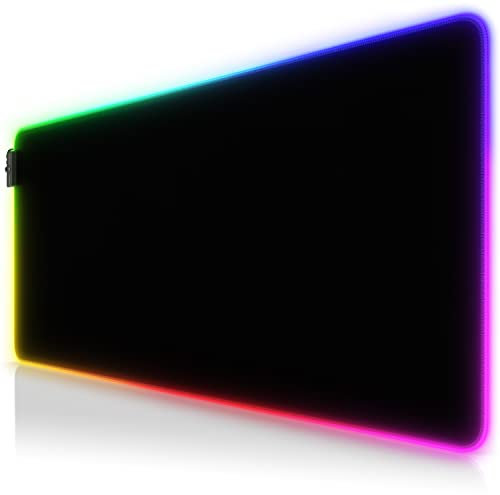 CSL - RGB Gaming Mauspad - Schreibtischunterlage - 900x400 mm Übergröße - XXL Mousepad - Multi Color - 11 Beleuchtungs-Modi - 7 LED Farben Plus 4 Effektmodi - abwaschbar - schwarz