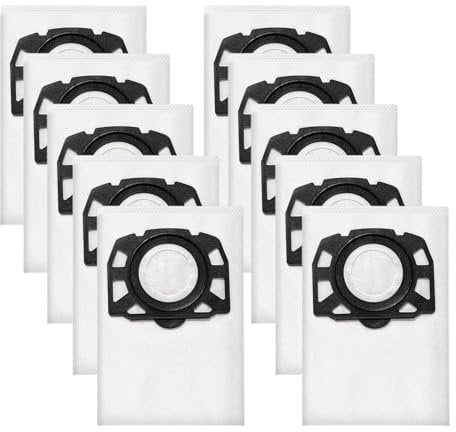 Rediboom 10 Pack Replacement Filter Bags for Karcher WD4, WD5, WD6, KWD4/5/6, KNT4, WD4.200, WD5.800, MV4, MV5, MV6, SE 5.100, SE 6.100 Wet & Dry Vacuum Cleaner, Replace 2.863-006.0 KFI 487 Dust Bag
