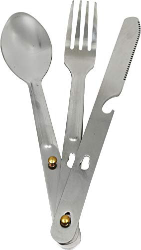 Cao Erwachsene, Unisex Couverts 3 Pièces INOX Avec Agrafe C.A.O. -Besteck Klammer aus Edelstahl – Länge 16,3 cm, Silber, L 16.3 cm
