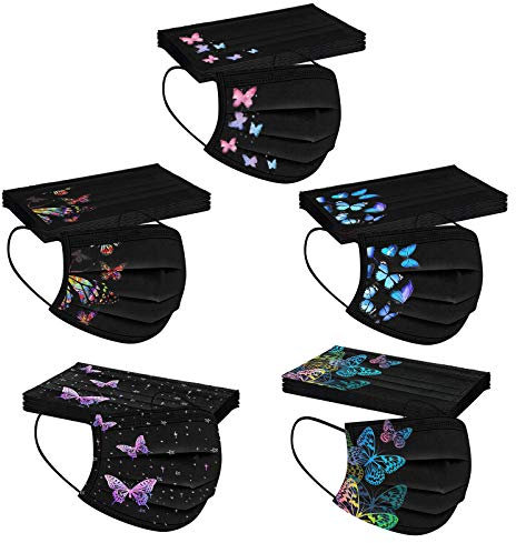 Sunenjoy [Totale 50 Pezzi] Adulto Protettivo Una volta Visiera Bocca Faccia, Protezione per Il Viso - 3 Strati, con Elastici, Antipolvere pieghevoli H
