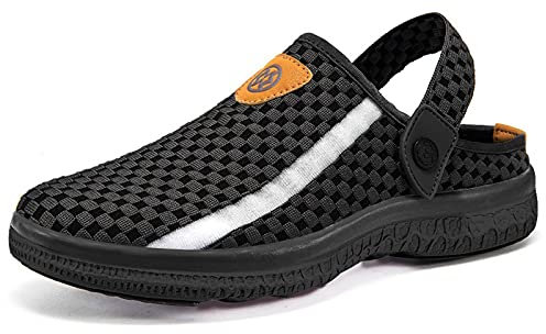 Sabots Mules Femme Homme Respirant Chaussures de Jardin Sandales de Plage Piscine Pantoufles D'Été Chaussons, Noir, 38 EU