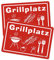 Andchi 2-stück Anzeigenschilder Essbereich und Grillplatz Personalisiert Bild, BBQ Grill Dekorationsschilder, 20x30cm Aluminium Metallschilder, rost- und lichtecht für Innen- und Außenbereich