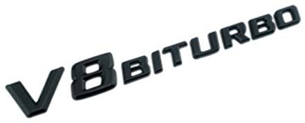 Danfer 2PCS BITURBO Emblem Zeichen Chrom Schriftzug 3D Logo Auto, Emblem 3D V8 Biturbo Schriftzug Kunststoff Mit Schaumstoff Kleberückseite Badge Auto Aufkleber Car Sticker, Schwarz/Silber 20x2.3cm