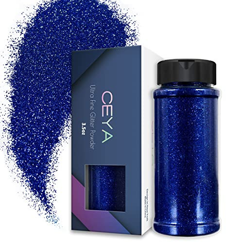 Ceya 3.5oz/ 100g Ultra Fine Glitter Powder Klein Blue Glitter 1/128” 0.008” 0.2mm for Slime Epoxy Resin Craft Tumbler Jewelry Nail Art Festival Makeup Scrapbook Painting Wedding Cards
