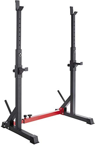 tectake® Squat Rack Hantelständer, verstellbare Gewichte Hantel Ablage, Kniebeugenständer für Weights, Langhantel und Hantelscheiben, Langhantelablage für Home Gym, Krafttraining